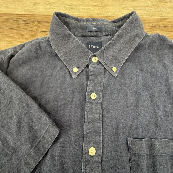 J.CREW Other - J Crew Mens Shirt XL Dark Blue Linen Cotton Button Down Slim Fit Casual Preppy